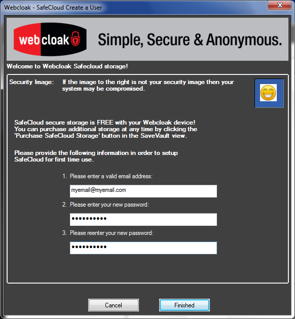 Webcloak SafeCloud Signup Form
